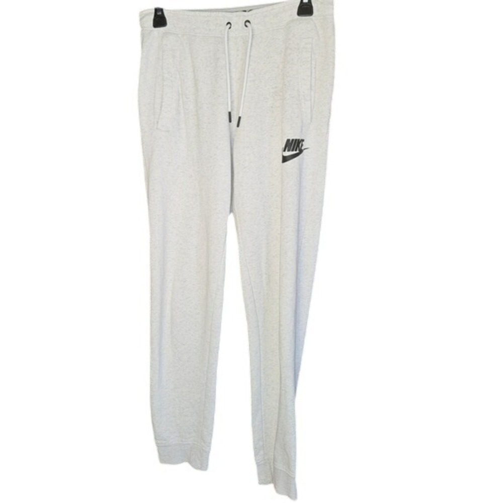 Nike Sportswear Women Oatmeal Heather Grey Just Do It Fleece Jogger Pants Small